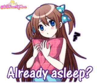 😴 Already asleep? аниме девушка, сонная, милая, подушка, каваий, спящая whatsapp sticker