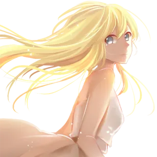 🙂 Anime, Donna, Ragazza, Capelli Biondi, Illustrazione, Arte telegram sticker