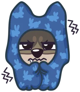 ❄ cão, animal, coelho, fofo, moletom com capuz, frio, tremendo telegram sticker