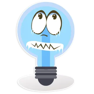 🥶 Ampoule, Froid, Gelé, Dessin animé, Emoji, Illustration telegram sticker