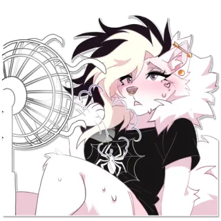 🌞 furry, feline, fan, hot, summer, aesthetic, sticker, anthropomorphic whatsapp sticker