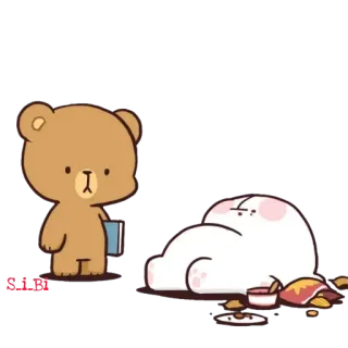 😴 熊, 牛奶, 巧克力, 懒, 可爱, 卡通, 动物 telegram sticker