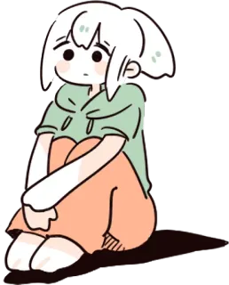 😶 Anime, Cartone animato, Triste, Ragazza, Seduta, Carino whatsapp sticker