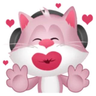 💋 gatto, rosa, cuore, carino, cartone animato, animale, amore telegram sticker