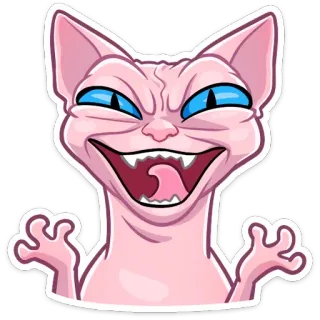 😈 Katze, Sphynx Katze, wütend, Cartoon, lustig, gruselig, Meme telegram sticker