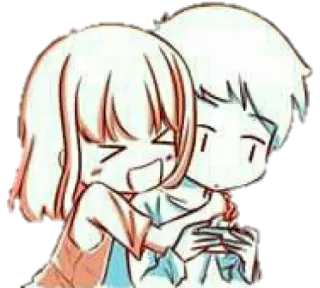 👫 anime, cartoon, hug, couple, kawaii, cute whatsapp sticker