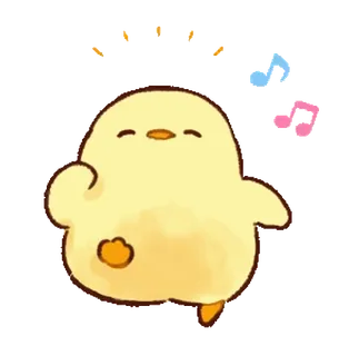 😌 gà con, dễ thương, hoạt hình, vàng, âm nhạc, nhảy múa telegram sticker