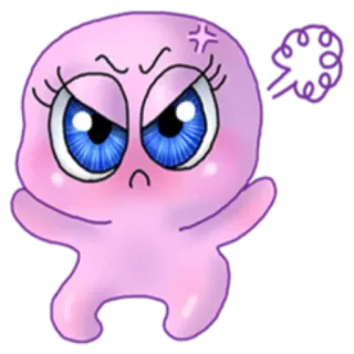😡 en colère, personnage, dessin animé, mignon, rose, expression, agacé telegram sticker
