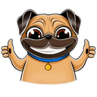 👍 carlino, perro, pulgar arriba, dibujo animado, pegatina, animal telegram sticker