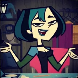 💦 Gwen Total Drama мультфильм, анимированный, персонаж, готика, подросток, женский telegram sticker