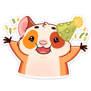 🥳 แฮมสเตอร์, ปาร์ตี้, ฉลอง, น่ารัก, สติกเกอร์, สัตว์, สนุก telegram sticker