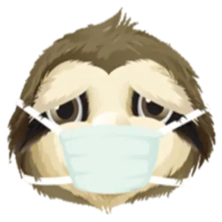 😷 bicho-preguiça, máscara, triste, animal, pandemia, saúde, protetor facial whatsapp sticker