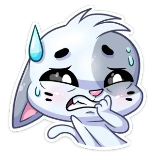 😨 zwierzę, kreskówka, króliczek, królik, słodki, zmartwiony, spocony, zaniepokojony, przestraszony whatsapp sticker
