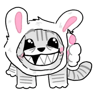 👍 kucing, binatang, kelinci, imut, hewan peliharaan, kartun telegram sticker