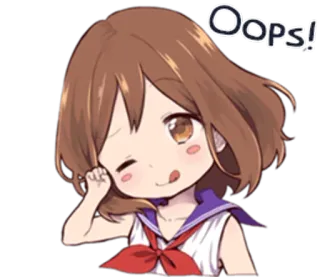 😜 Oops! Anime, süß, Cartoon, Schulmädchen, ups, kawaii telegram sticker