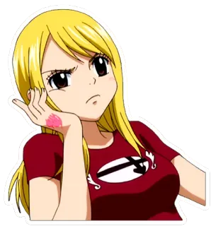 😞 Lucy Fairy Tail Аниме, Fairy Tail, Люси Хартфилия, Магия, Наклейка telegram sticker