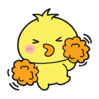 💃 Чирлидер, Желтый цыпленок, Помпоны, Милый, Поддержка, Каваий whatsapp sticker