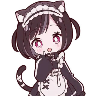 🤔 Anime, Neko, Maid, Kawaii, Chibi, Mignon, Dessin animé telegram sticker