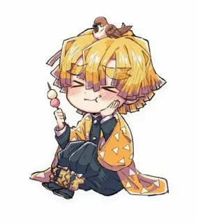 🥺 Zenitsu Agatsuma Demon Slayer anime, manga, demon slayer, zenitsu, kawaii, cute, chibi telegram sticker