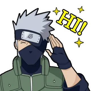 👋 Kakashi Naruto HI! anime, greeting, ninja, friendly, hello whatsapp sticker