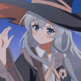 🎐 garota anime, bruxa, fofa, chapéu, magia, garota telegram sticker