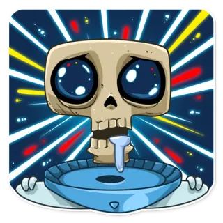 😰 Skelett, Schädel, Cartoon, gruselig, Tod, Fantasy whatsapp sticker