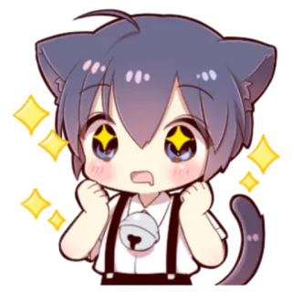 🍓 catboy, anime, brilhante, chibi, fofo, orelhas de gato, kawaii telegram sticker