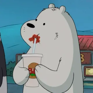 🥤 Ice Bear We Bare Bears Мультфильм, Медведь, Белый медведь, Мы обычные медведи, Напиток, Милый whatsapp sticker
