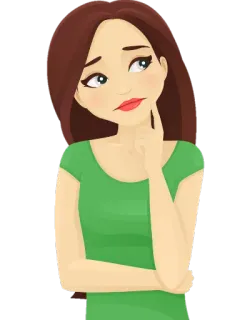 ☹️ Frau, denken, verwirrt, Cartoon, Mädchen, besorgt, grübeln whatsapp sticker