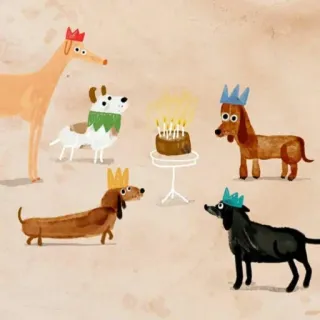 🐶 dogs, birthday, cake, party, celebration whatsapp sticker