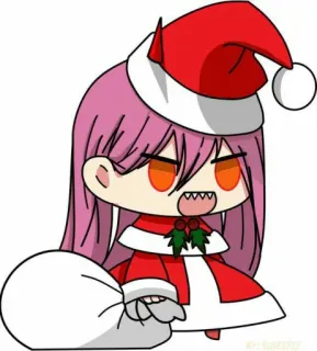 🎅 Anime, Noël, Père Noël, Fille, Mignon, Dessin animé whatsapp sticker