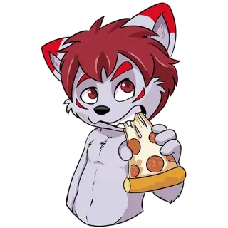 🍕 wolf, pizza, furry, cartoon, tier, süß, essen whatsapp sticker
