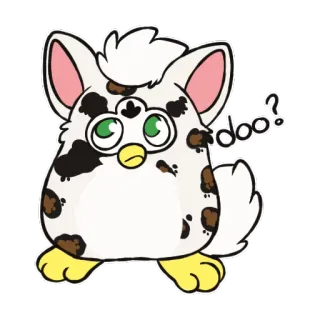 😕 doo? furby, animal, cartoon, sticker, cute telegram sticker