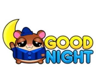 😴 GOOD NIGHT hamster, good night, moon, sleepy, cartoon, animal telegram sticker