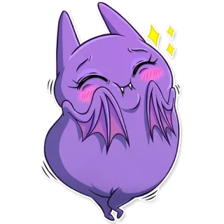 😀 蝙蝠, 可爱, 卡通, 紫色, 飞行, 动物, 夜晚 telegram sticker