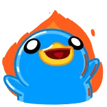 🔥 Cartoon, Blauer Vogel, Niedlich, Flammen, Digitale Kunst, Sticker telegram sticker