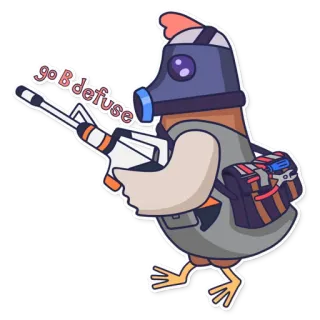 💣 go B defuse ayam, masker gas, senjata, menjinakkan, go B, Counter-Strike telegram sticker