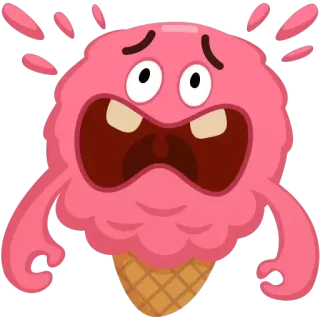 😳 мороженое, мультфильм, испуганный, монстр, десерт, рожок telegram sticker