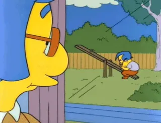 😞 Milhouse Van Houten The Simpsons 만화, 애니메이션, 아이, 시소 telegram sticker