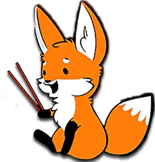 ♨ лиса, животное, милый, мультфильм, оранжевый whatsapp sticker