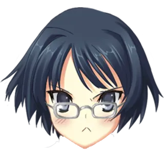🎭 Anime, Mangá, Desenho animado, Garota, Óculos, Rosto, Expressão telegram sticker