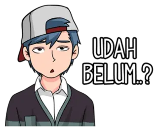 🙄 UDAH BELUM..? Cartone animato, Adesivo, Maschio, Indonesiano, Domanda, Confuso, Cappello grigio whatsapp sticker
