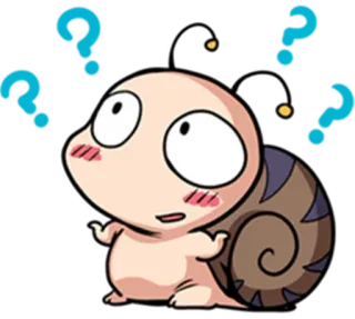 😳 siput, tanda tanya, kartun, lucu, mata, bingung, berpikir whatsapp sticker