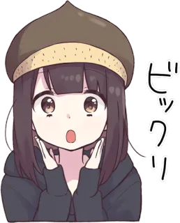 😱 ビックリ аниме, удивлённый, девушка, в шоке, милый, мультфильм whatsapp sticker