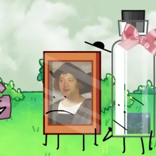 ☹️ Christopher Columbus portrait, cartoon, picture frame, bottle, bow telegram sticker