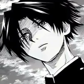 🔪 Anime, Manga, Noir et blanc, Portrait, Garçon, Adolescent telegram sticker