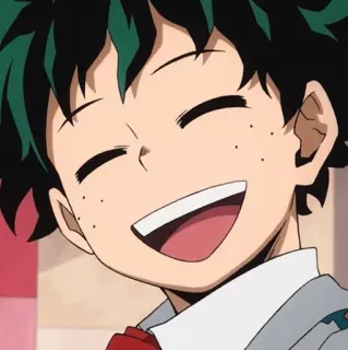 🥦 Izuku Midoriya My Hero Academia 애니메이션, 나의 히어로 아카데미아, 미도리야 이즈쿠, 미소, 행복, 캐릭터, 만화 telegram sticker
