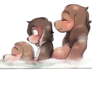 🛁 furry, anthropomorphic, dogs, hot spring, bath, steam, relaxation, cartoon whatsapp sticker