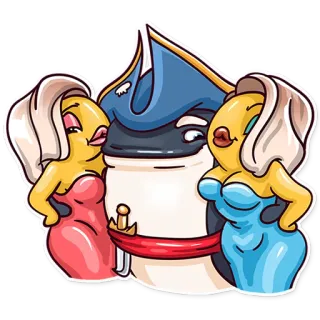 👯‍♀️ cartoon, pirate, women, humor, sticker, funny telegram sticker