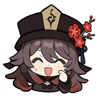 😓 Hu Tao Genshin Impact anime, game, cute, girl, hu tao, genshin impact, flower whatsapp sticker